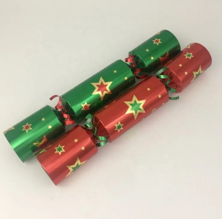 Festive Paper Christmas Cracker - Xmas Decoration Tube with Surprises