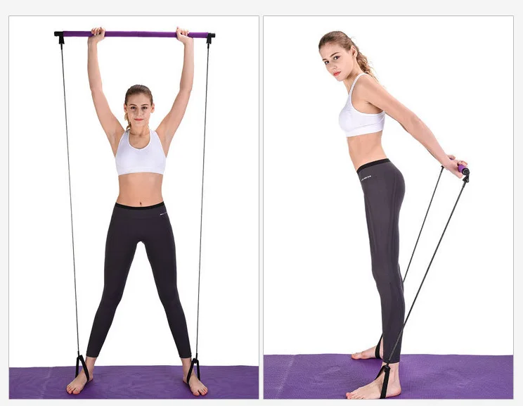 Factory direct sales  portable yoga pilates stick with resistance band great for slimming