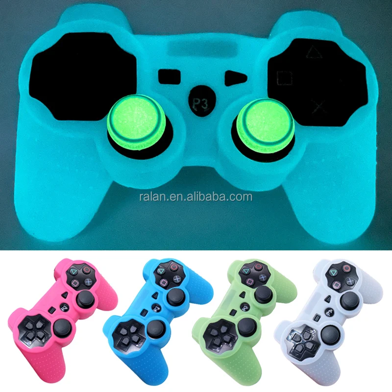 RALAN Glow in the Dark Gaming Joystick Gamepad PS3 Protective Shell Skin Silicone Case for Playstation 3