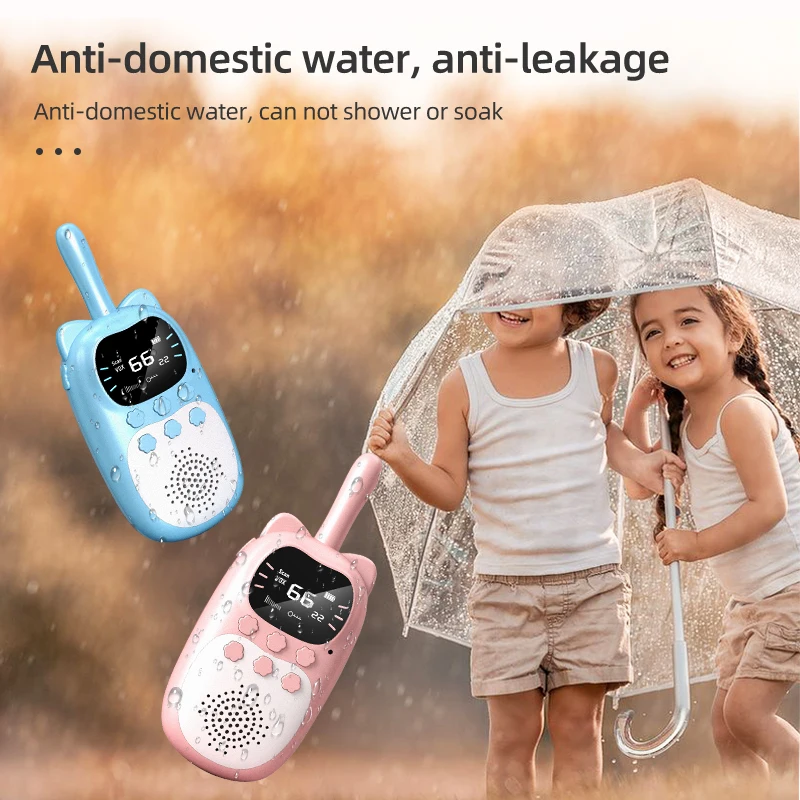 Customizable logo kids gift toy set 2pc wireless handheld station long-distance two-way audio children walkie talkie
