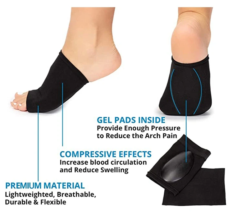 Outdoor Arch Support Sleeves Gel Pad Support Foot Heal Pain Relief Gel Cushioned Arch Support Socks Sleeve