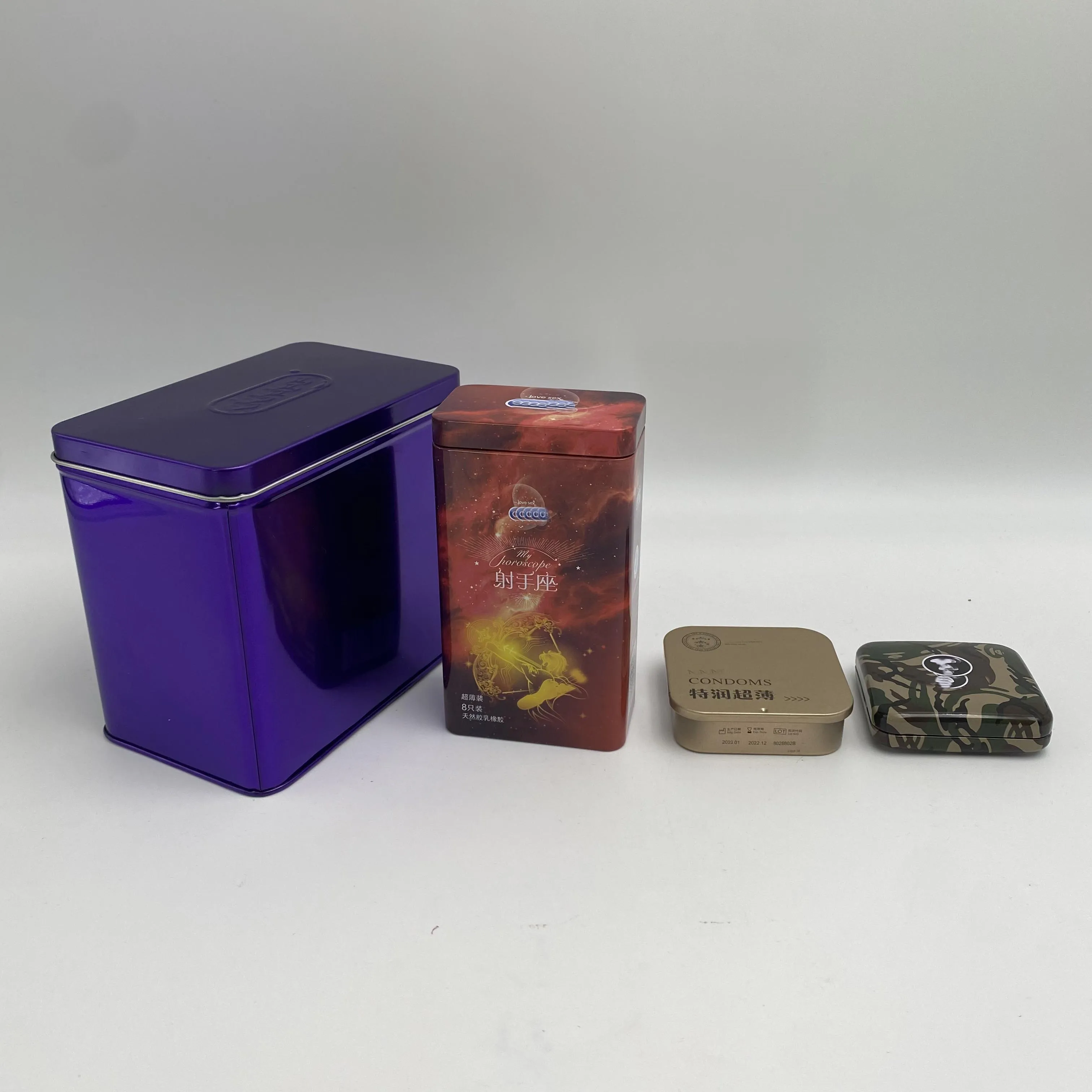 Custom printing condoms metal box tin container tin cans with lids