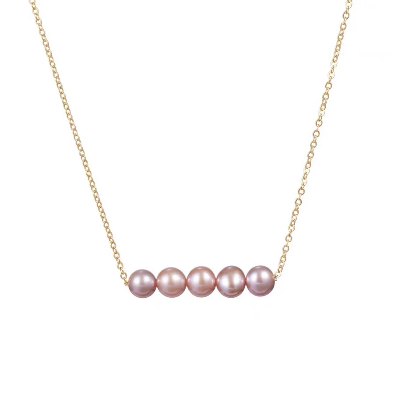 Merryshine Gentle Pink Purple 18K Gold Silver Plated Niche Design New One Word Smile Natural Freshwater Pearl Necklace
