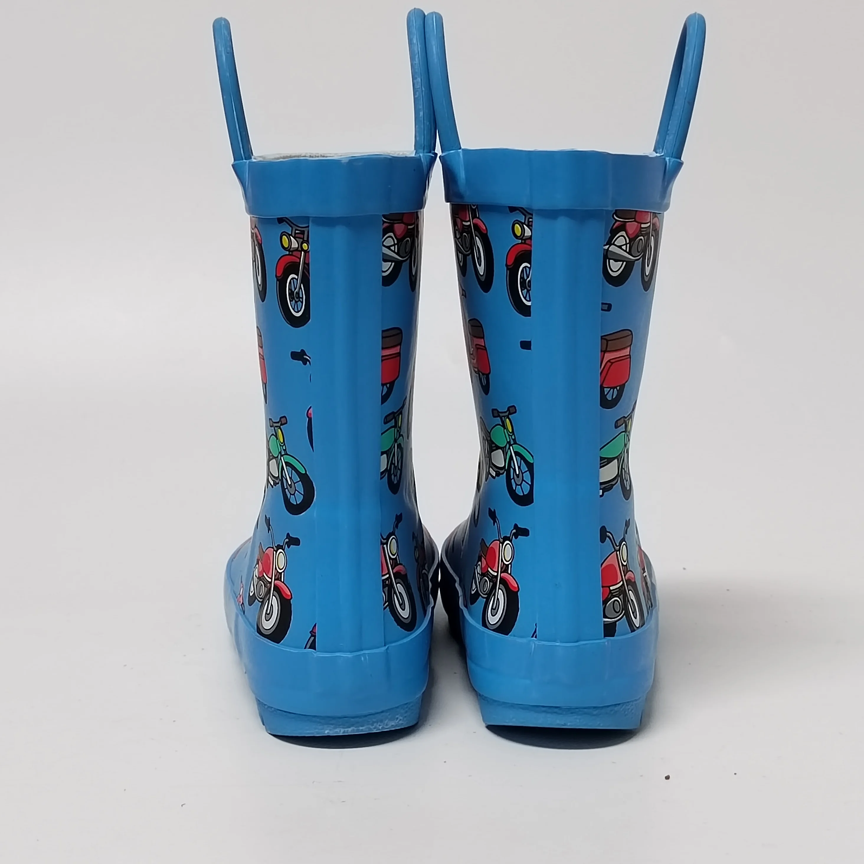 factory customized motorbike printed 100% waterproof rubber rain boots for children