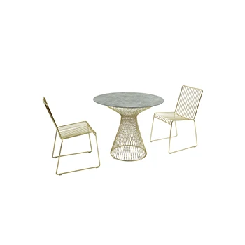 Minimalist Nordic Furniture Glass Outdoor Garden Table Wire Iron Gold Chair Dining Metal Chairs