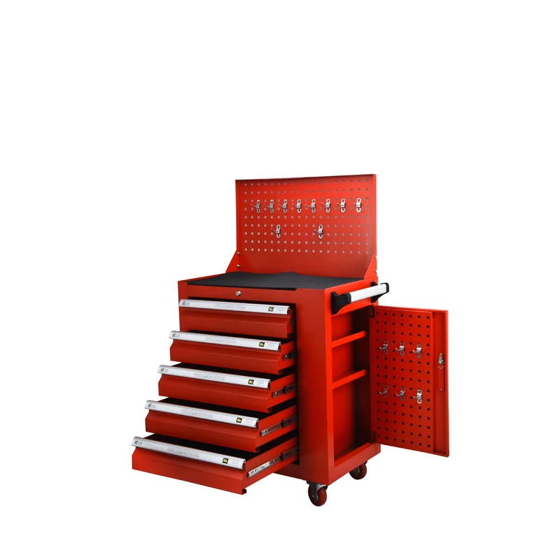 Rolling Tool Cabinet Storage Chest Box Garage Toolbox Organizer Drawer with side cabinet and back panel