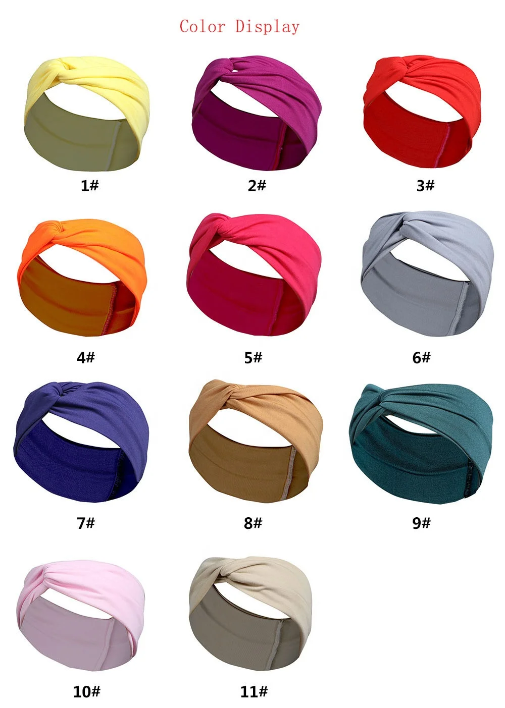 elastic pure color sweat-absorbing fitness women headbands for hair
