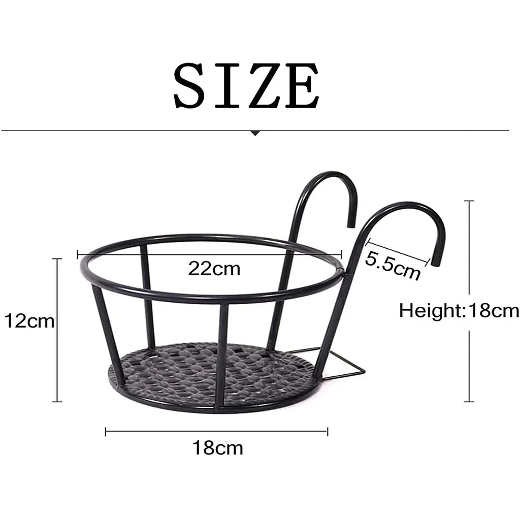 Iron Art Hanging Baskets Flower Pot Holder Over The Rail Metal Fence Planters