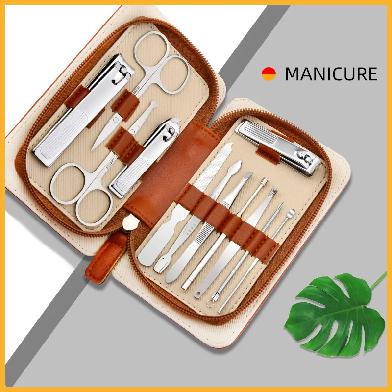 custom logo high quality nail scissors 12pcs nail clipper nail file stainless steel beauty personal care manicure set