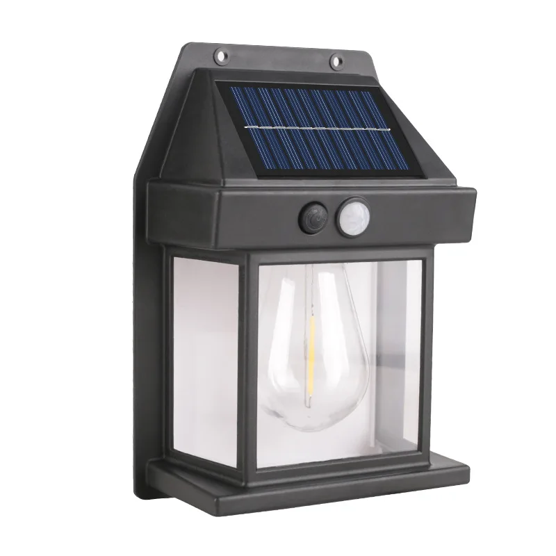 LED Solar Tungsten Filament Lamp Outdoor Waterproof Intelligent Induction Wall Lamp Courtyard Garden Lighting Night Light