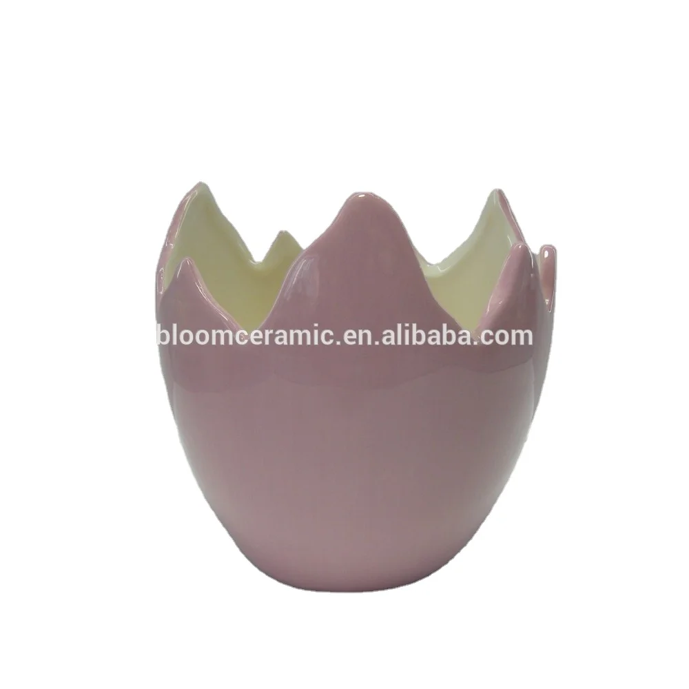 Yellow broken egg handmade cheap ceramic flower pot