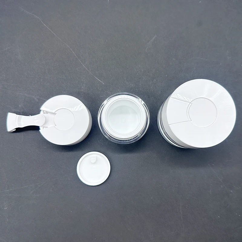 double wall travel plastic 15g 30g 50g white acrylic cosmetic nail gel cream jar with spoon spatula