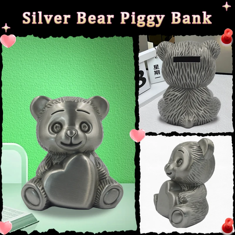 Home Decoration Christmas Birthday Gift Metal Lovely Bear Money Bank  Alloy Piggy Bank Coin Bank