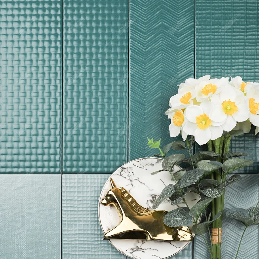 Mould Surface Handmade 8.8mm Thick 100x300mm Matte Porcelain Rectangle Subway Green Tiles For Shower Kitchen Wall Backsplash