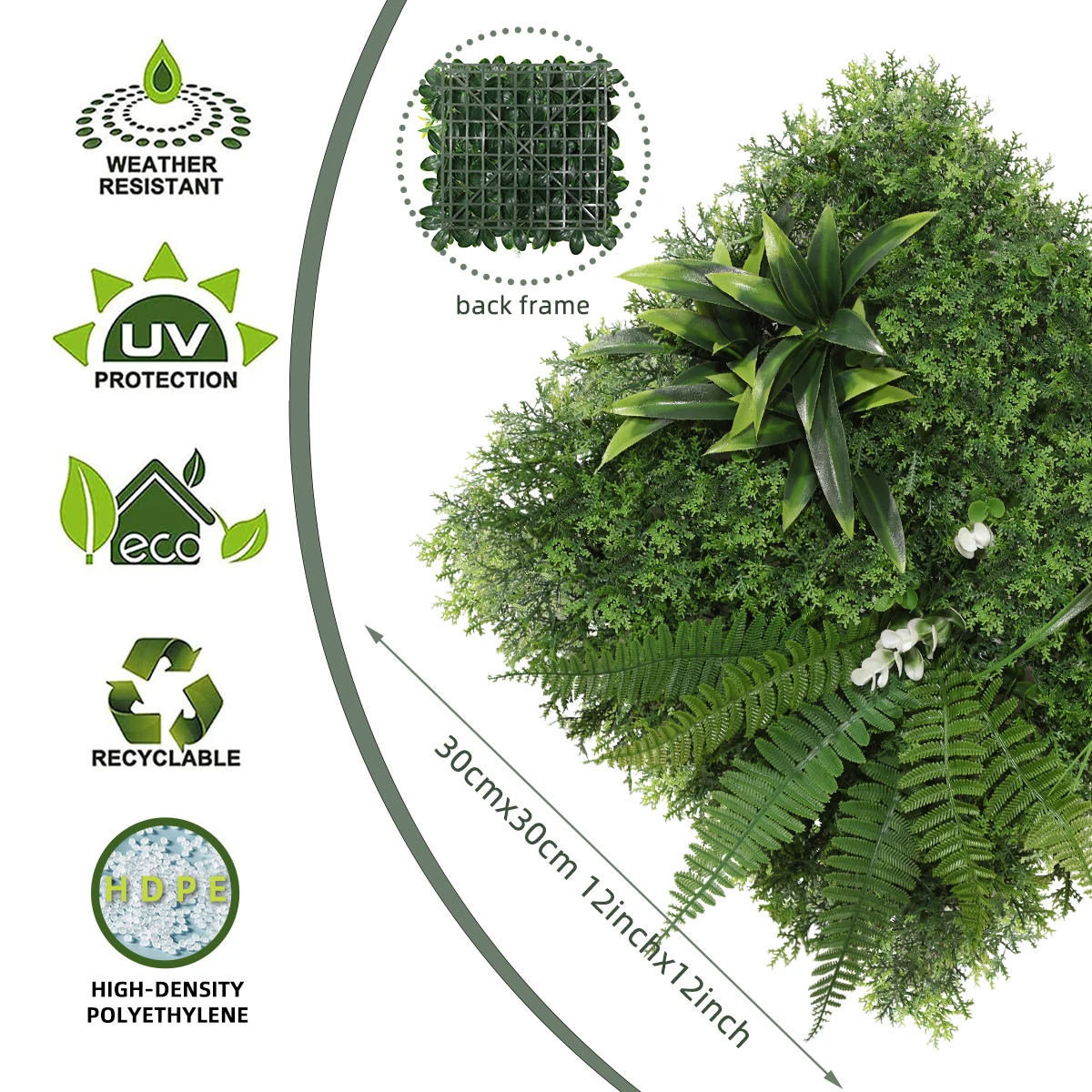 FXP172-30 2024 New Products Lawn Decor 30*30cm Artificial Plants Walls For Garden Decoration