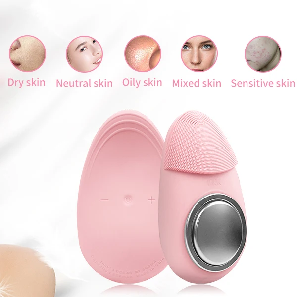 
Vkk Hot Sale Rechargeable Silicone Electric Sonic Deep Facial Cleaning Brush 