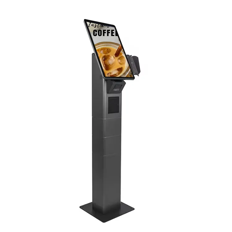 rfid card reader kiosk floor standing pos terminal system window android restaurant self service food ordering kiosk