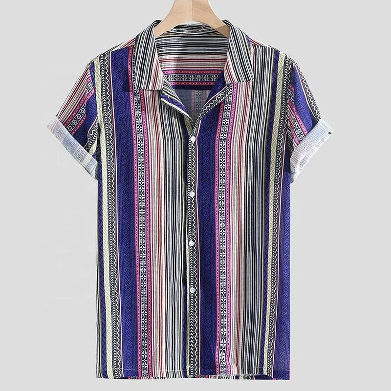 mens Hawaiian Plus Size 100% cotton Digital printed camisas hombre wholesale stock clearance doordash casual shirts for men