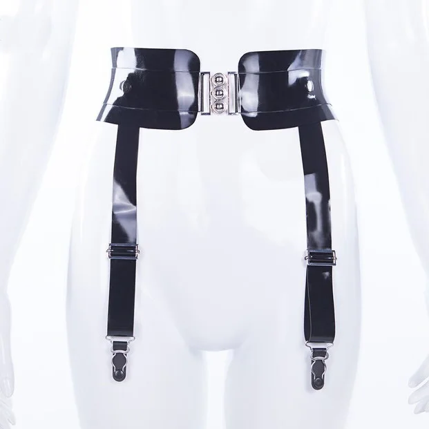 Double Shoulders Zipper  Full Body Latex Tight Jumpsuit Rubber Catsuit Clothing with Crotch Zip