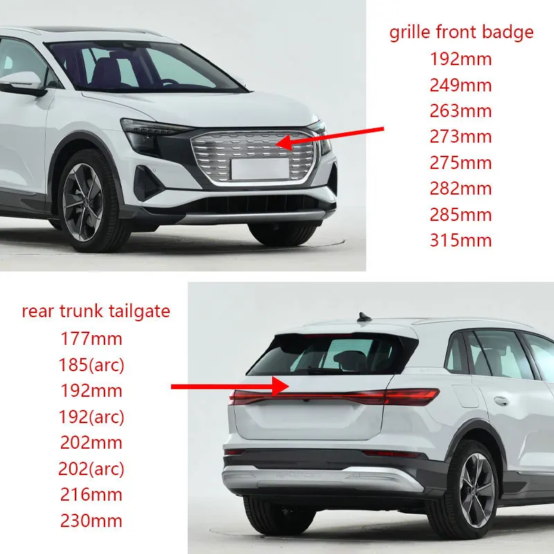 4 rings emblem 285mm 215mm 202mm 192mm badge front grille rear trunk car stickers for Audi A3 5 Q2L Q8 RS5 S4 TTRS Quattro logo