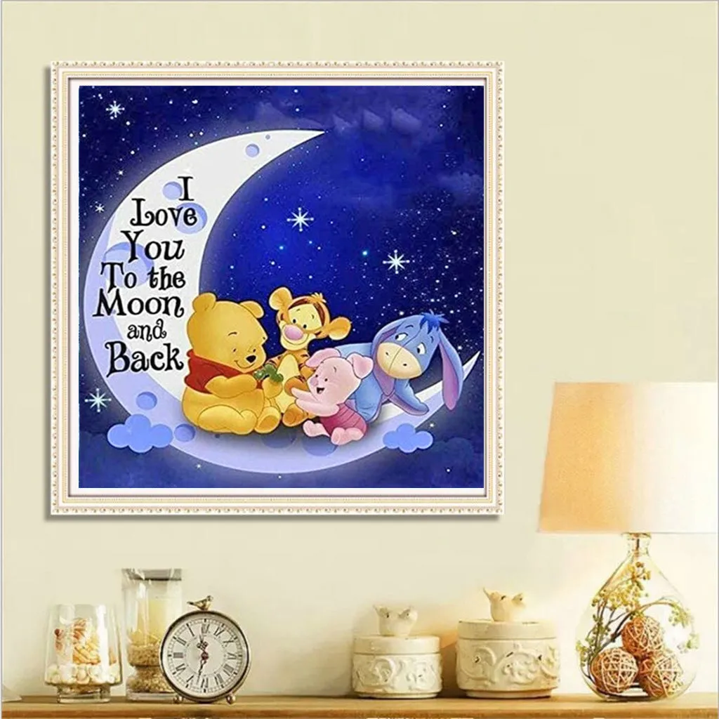 30x40 DIY handmade 5D round diamond moon bear diamond painting