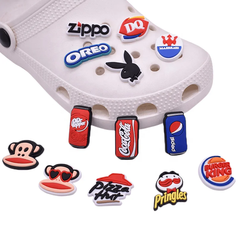 Factory wholesale PVC custom name brand Logo Croc shoe charms croc charms luxury designer