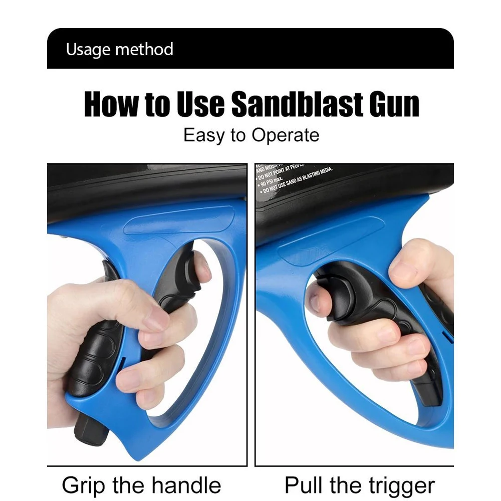 90 PSI Air Sandblasting Gun Adjustable Flow Pneumatic Air Sand Blaster Sandblaster Spray Gun Removing Spot Rust Blasting Device