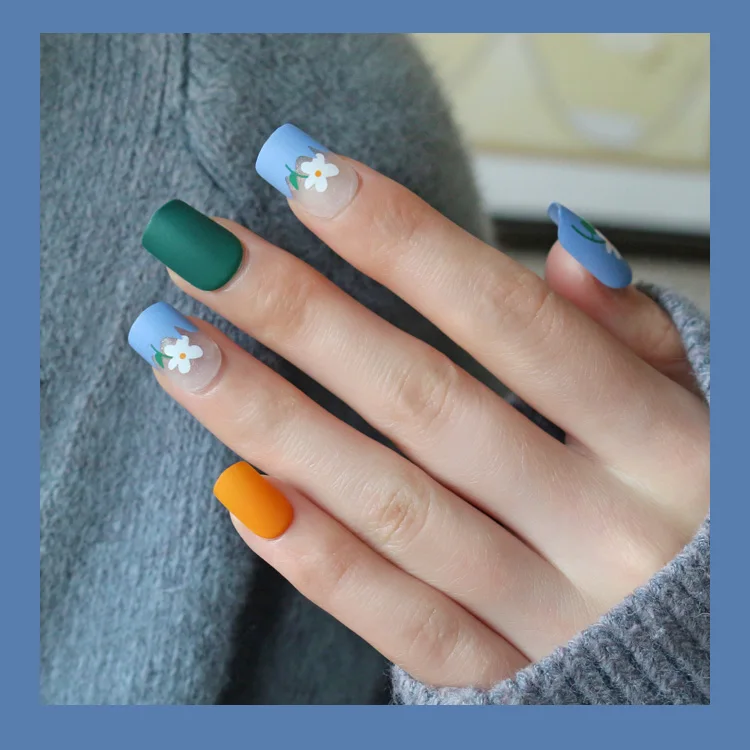 Высококачественные накладные ногти NEWAIR матовый дизайн маленький цветок абс материал ногти искусственные накладные ногти