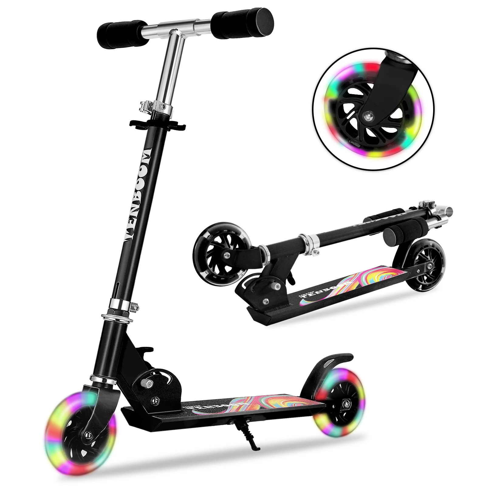 Foldable Adjustable Scooter Rear Brake Flashing PU Wheel Kids Scooter