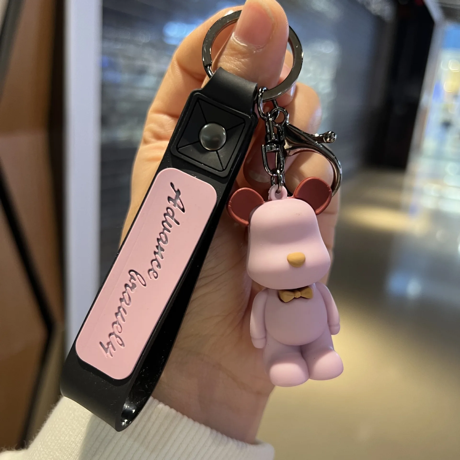 Wholesale Creative cartoon Nordic bow tie violent bear PVC keychain car bag small gift for men and women keychain