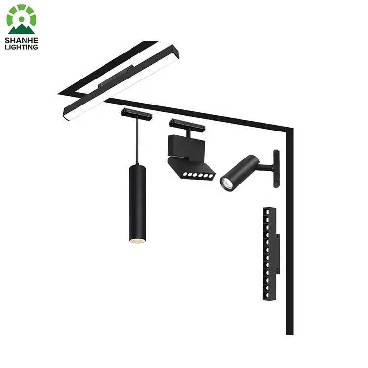 Recessed Magnetic Track Lighting System Flush Mounted Aluminum Linear Rail Section Magnet light tracklight