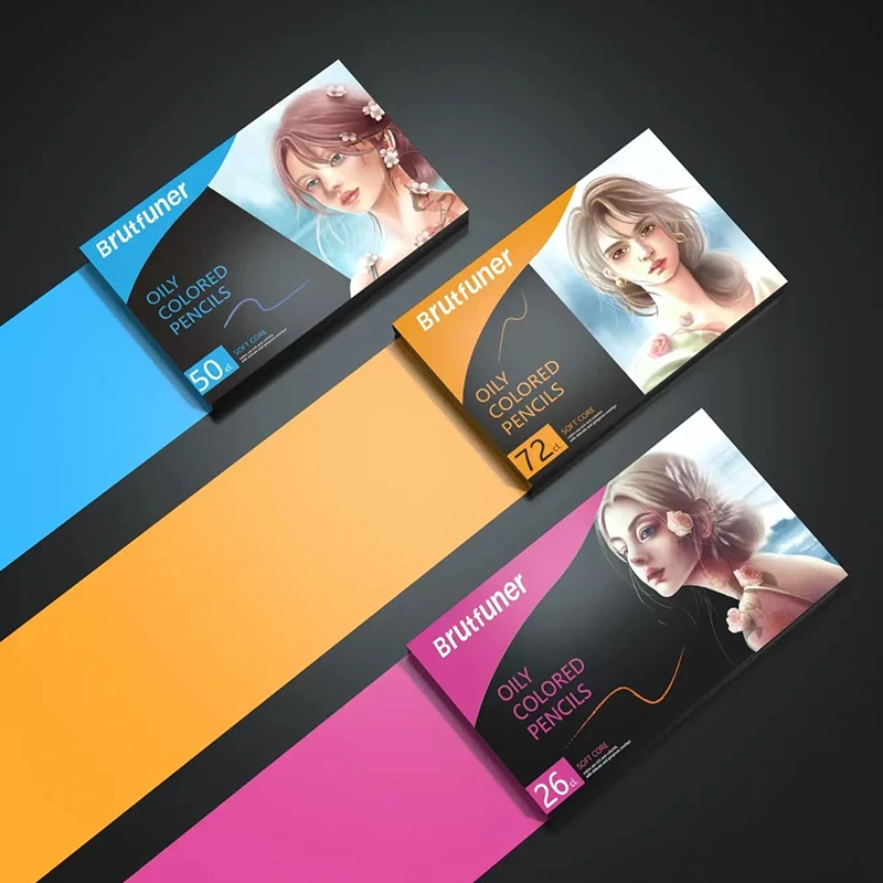 Brutfuner 26/50/72Colors Sketch Oily Color Wooden Pencil Professional Portrait Art Sketching Drawing Pencil Set