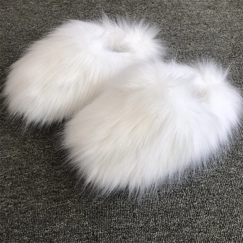 New Fashion Ladies Soft And Comfortable Outdoor Fur Slippers Imitation Fox Fur Slippers