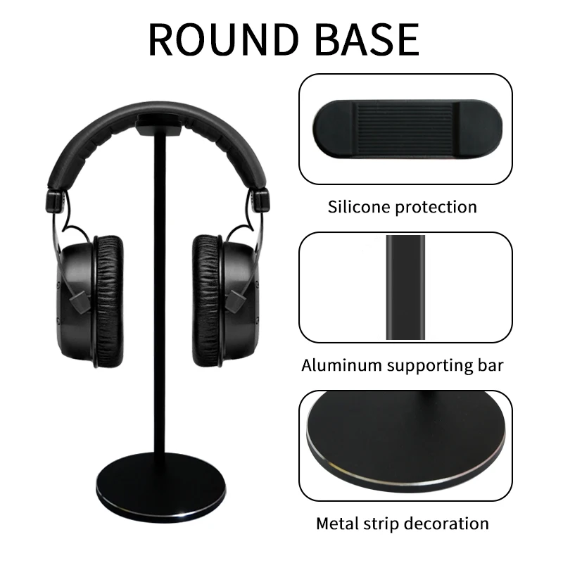 Portable Universal Headphone Stand/headphone Stand/headphone Desk Stand High Quality Aluminum Custom Logo Black Carton CN;GUA