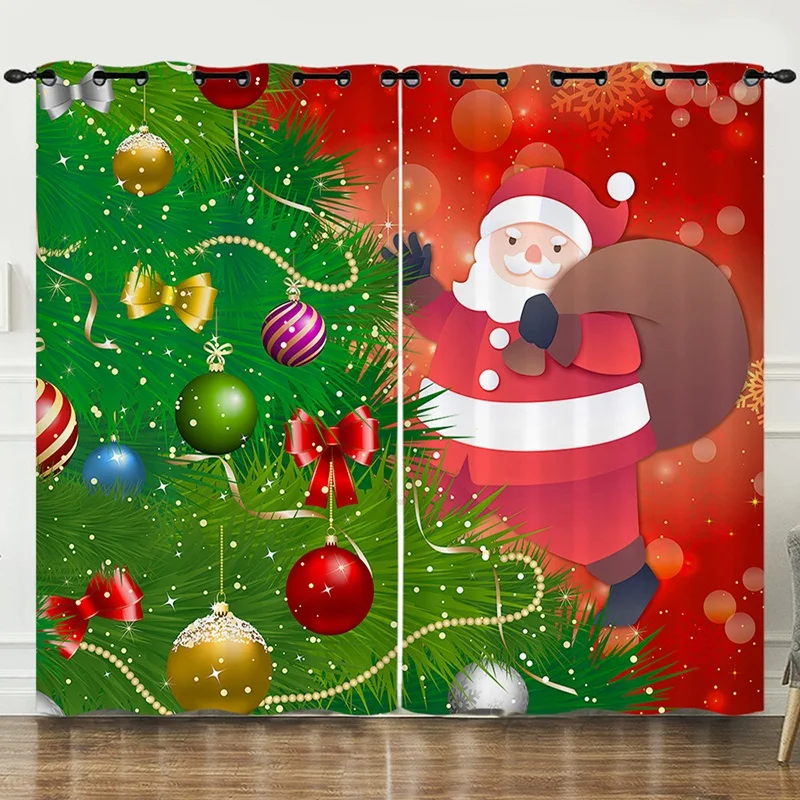 Bindi Ready Made Polyester 3d Digital Printing Thermal Grommet Top Blackout Christmas Curtains for the Living Room