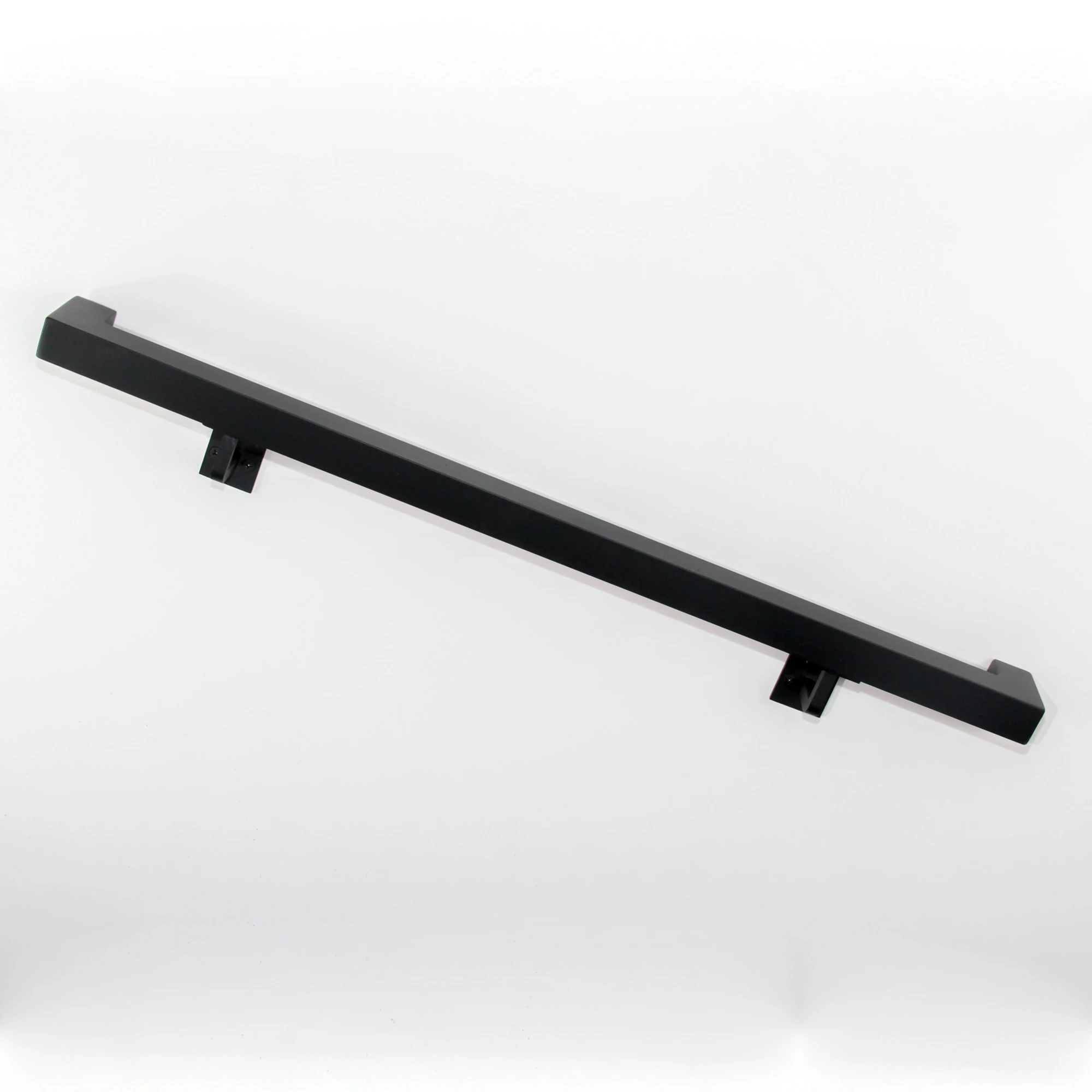 Modern Square Metal Handrail for Stairs, Black Stair Step Railing, L Brackets ADA Set