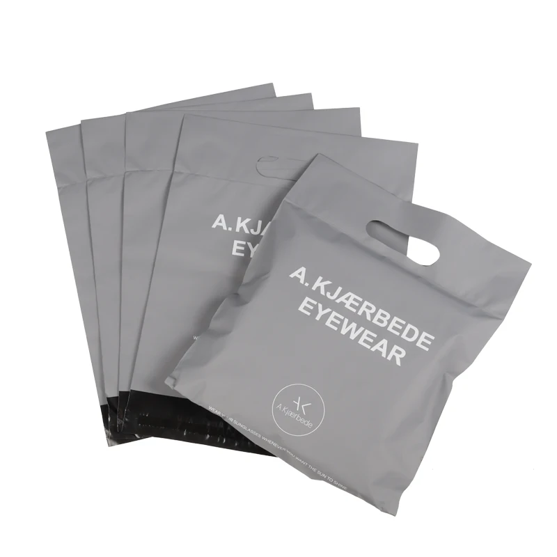 Free Sample Custom Logo Poly Mailer for Clothing Grey Polymailer Shipping Mailing Bag with Handle