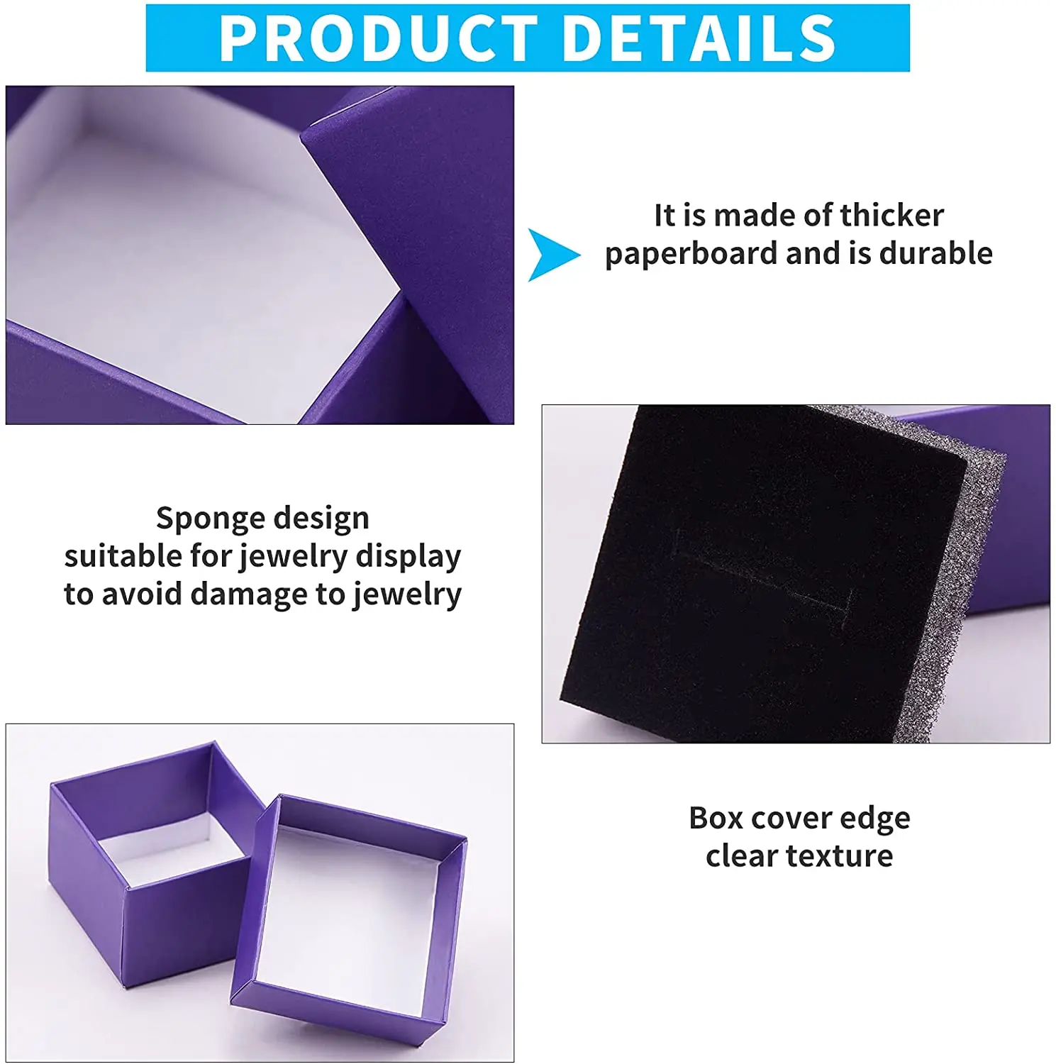 Purple Cardboard Paper Jewelry Box Small Gift Packaging Box With Paper Divider