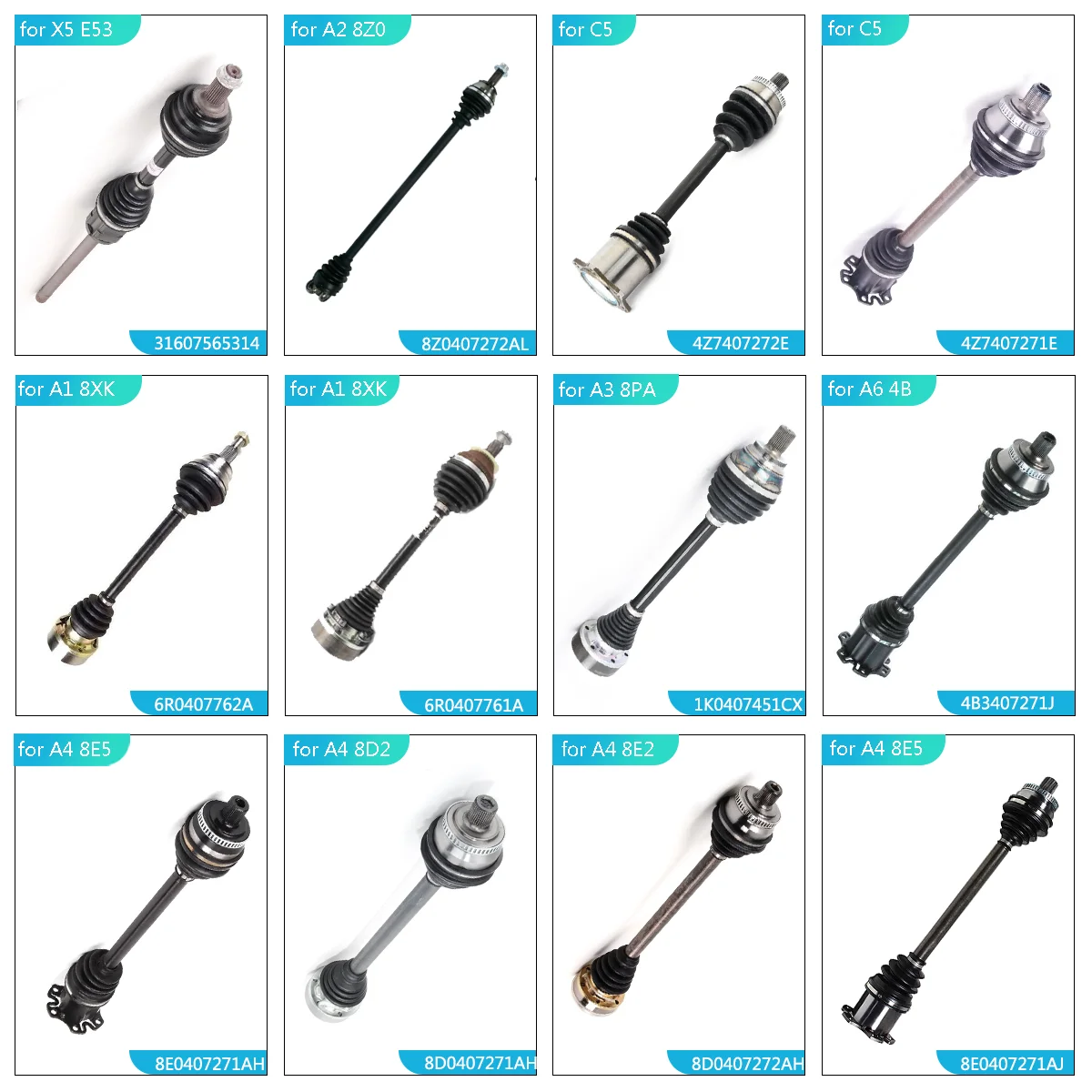 ShungTak Wholesale Auto Parts Front Axle Drive Shaft CV Joint for Audi A4 A5 S4 S5 OE 8K0407271AL