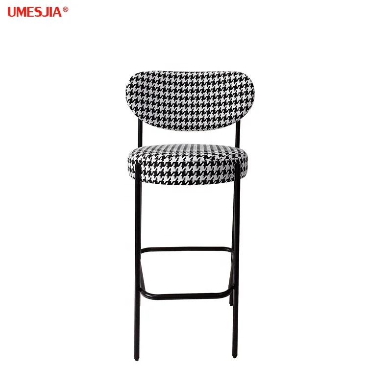 Modern Bar Furniture  Denmark Velvet  Iron Bar Stool  Fully upholstered bar stool with painted metal frame
