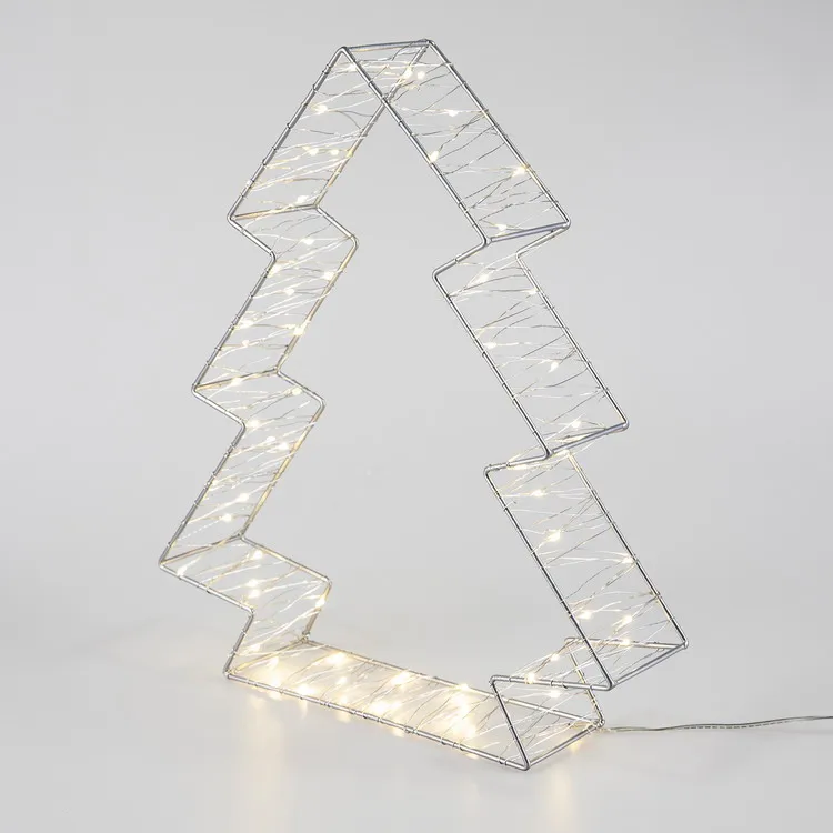 Christmas 3D Tree Decoration Ornaments with 3AA Battery LED Copper Wire Light for Christmas Decor