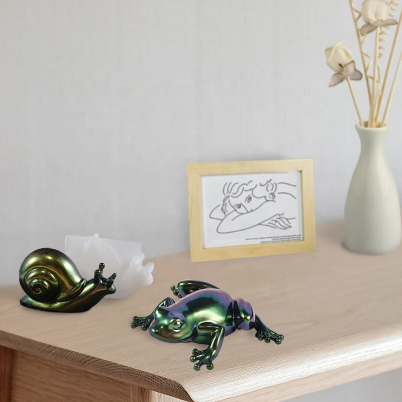DM528 3D Easter Frogs Lizards Snails Shape Silicone Mold Epoxy Resin Animal Ornament Casting Mould