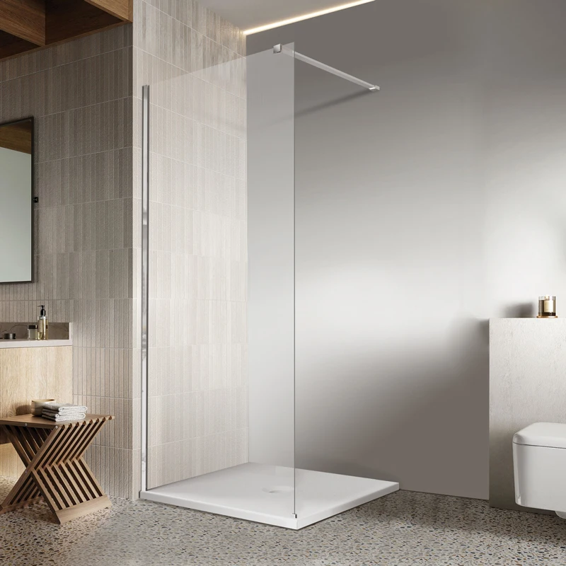 Frameless Fixed Shower Glass Panel SGCC Tempered Glass Walk In Shower Door Screen