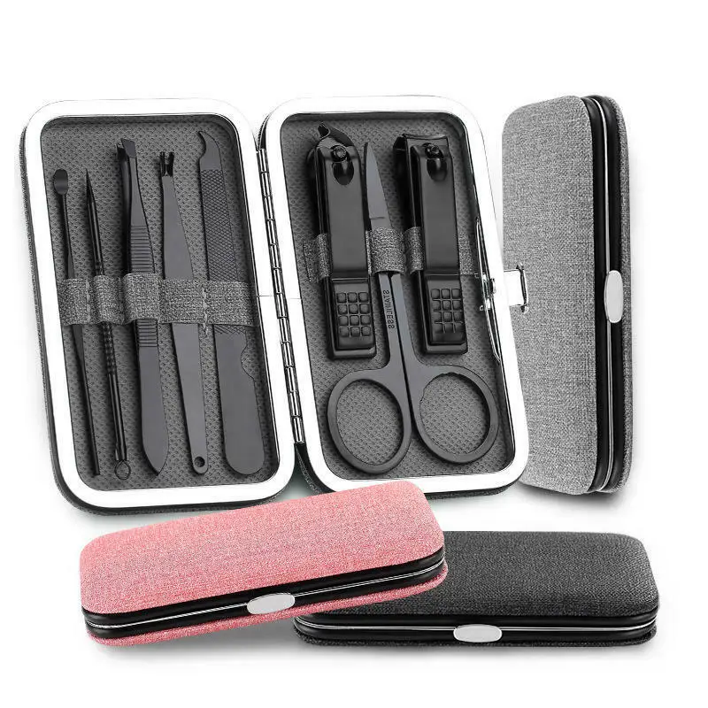 Custom Stainless Steel Nail Clippers Set 8pcs Professional Scissor Suit Box Trimmer Grooming Manicure Cutter Kits for