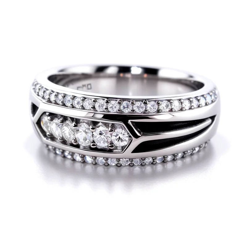 Kerry Luxury Design 925 Sterling Silver Ring High-End Zircon Fashion Jewelry with Rhodium Plating