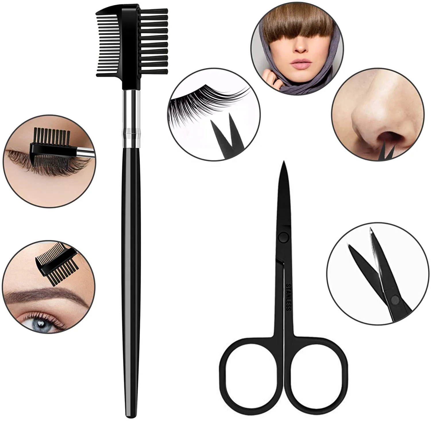 
Eyebrow Scissors Eyebrow Grooming Kit with Face Eyebrow Razor Eye Trimmer Brush and Comb for WomenEyebrow Tweezers lash 