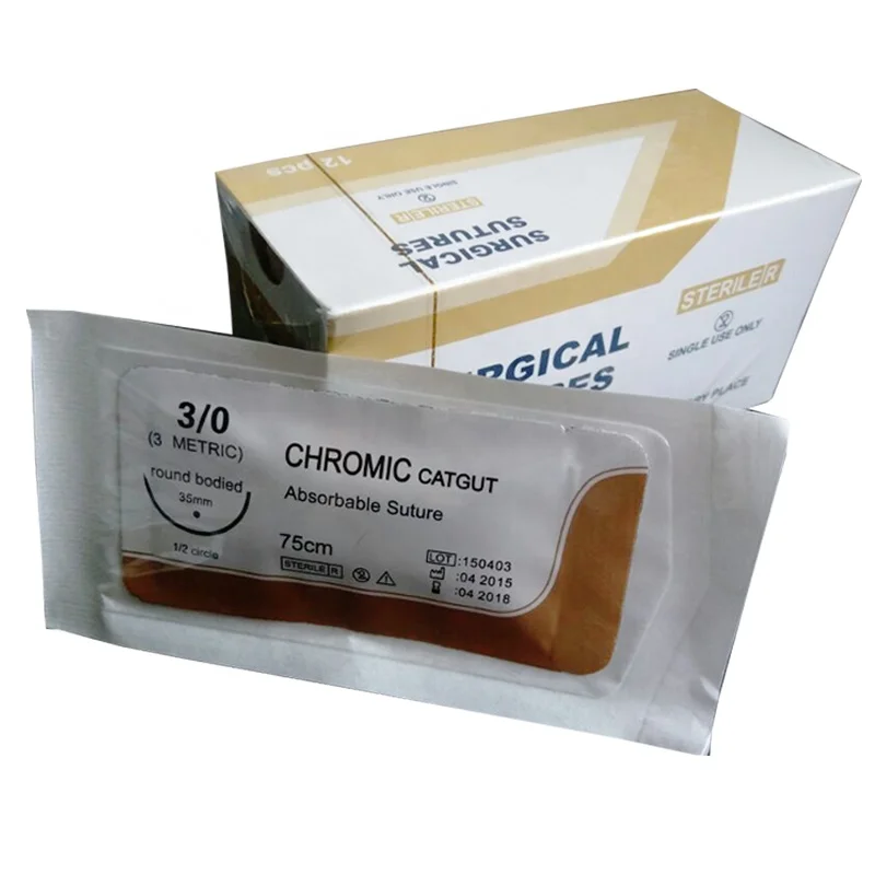 Chinese Manufacturer Medical Sterile Absorbable Chromic Catgut Surgical Sutures Medical Plain Gut 2.0 Surgical Sutures
