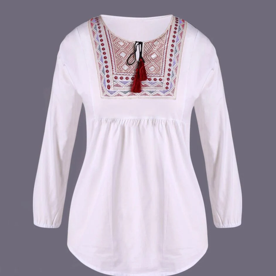 Блузка в этническом стиле, винтажные топы с вышивкой, свободное кимоно, Женская Офисная рубашка, большие размеры, женские блузки, STb-0927
