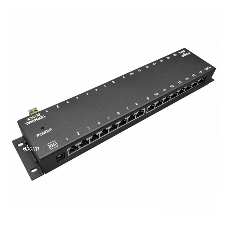factory directly price Gigabit 16 Port Passive Power Over Ethernet Injector for PoE Cameras IP Phones WiFi Access Points