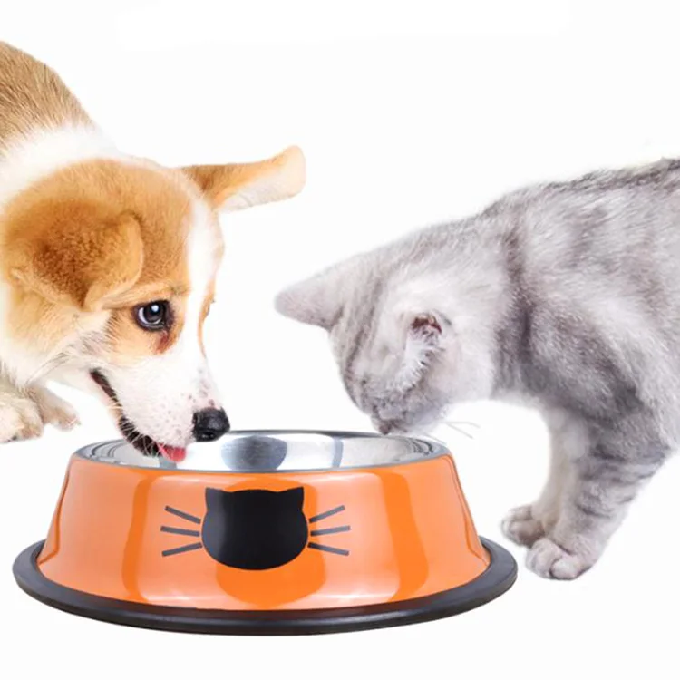 Cats and gods use stainless steel spun metal bowl with various designs colors strong